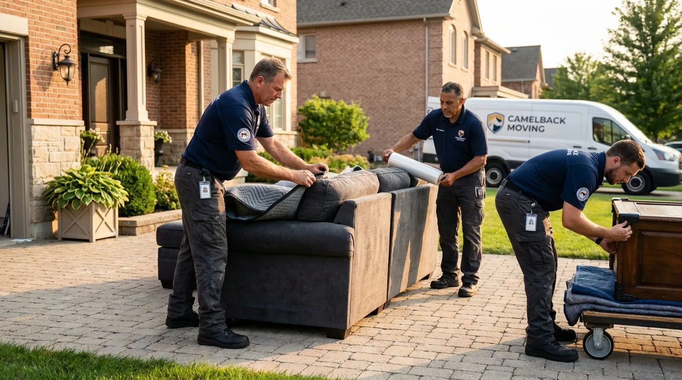 Large estate moving crew wrapping furniture in Seal Beach, CA